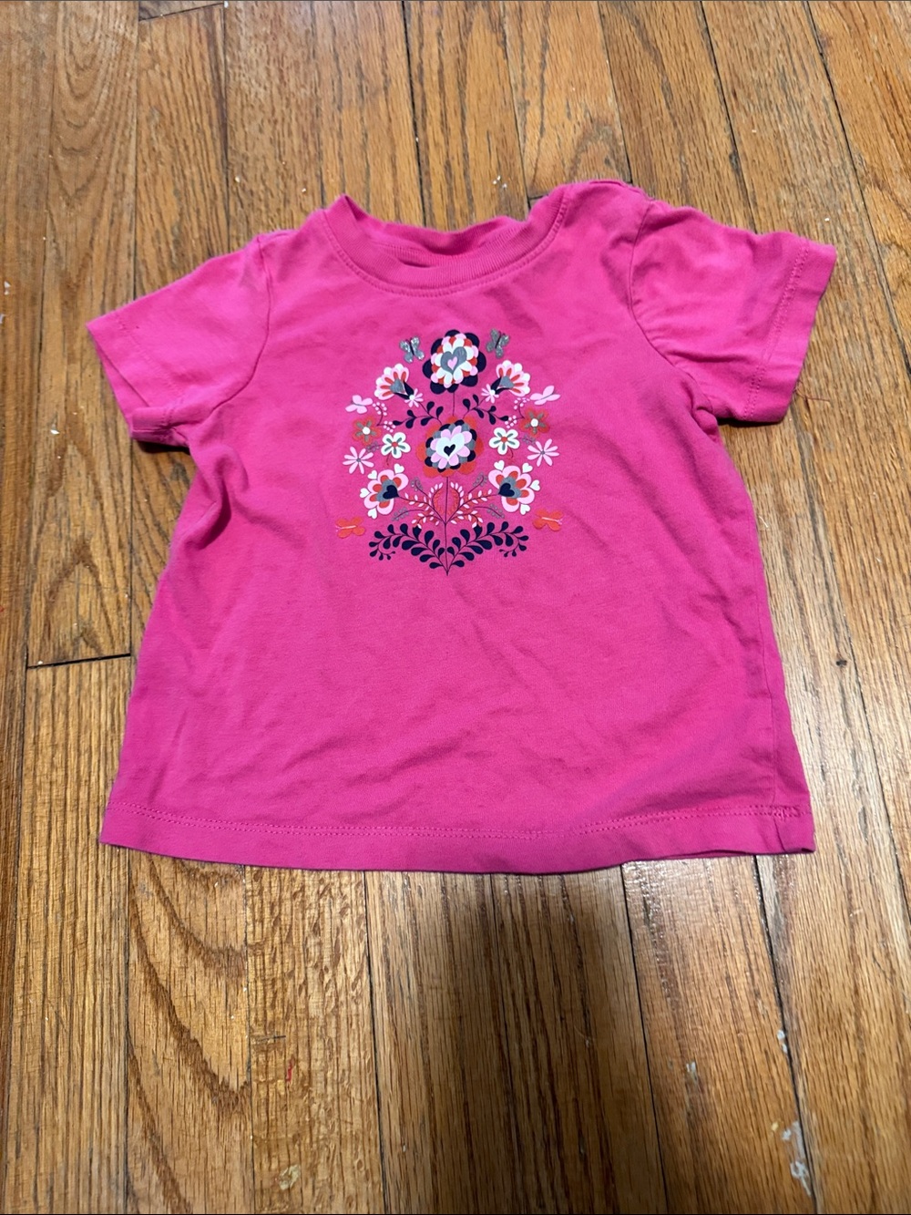 Girls' Pink Floral Short Sleeve Tee